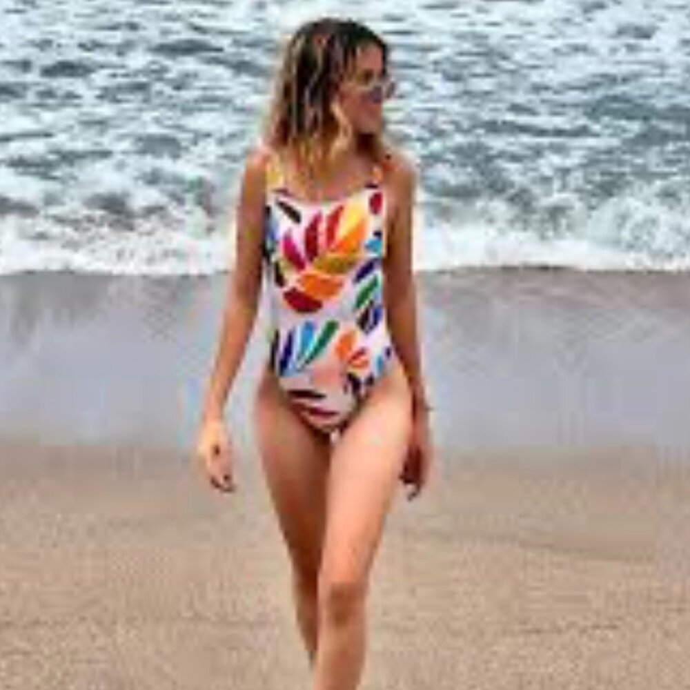 Tabitha Brown x Target Womens Botanical Colorful One Piece Swimsuit Size M NWT